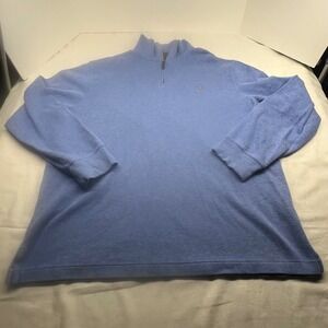 Polo Ralph Lauren XL Light Blue 1/4 Quarter Zip Estate Rib Sweater Mock Neck Men